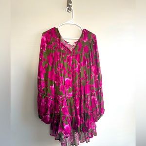 NWT Gorgeous pink and green babydoll minidress size large